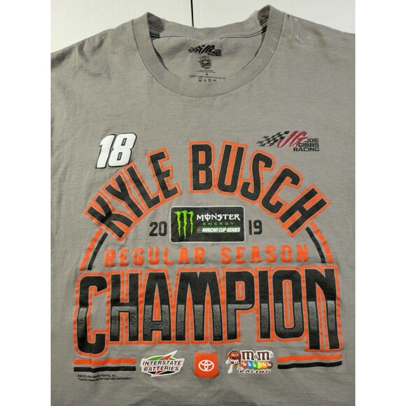 Kyle Busch #18 Championship Shirt 2019 M&Ms Joe Gibbs Racing Monster Energy M - Picture 2 of 7